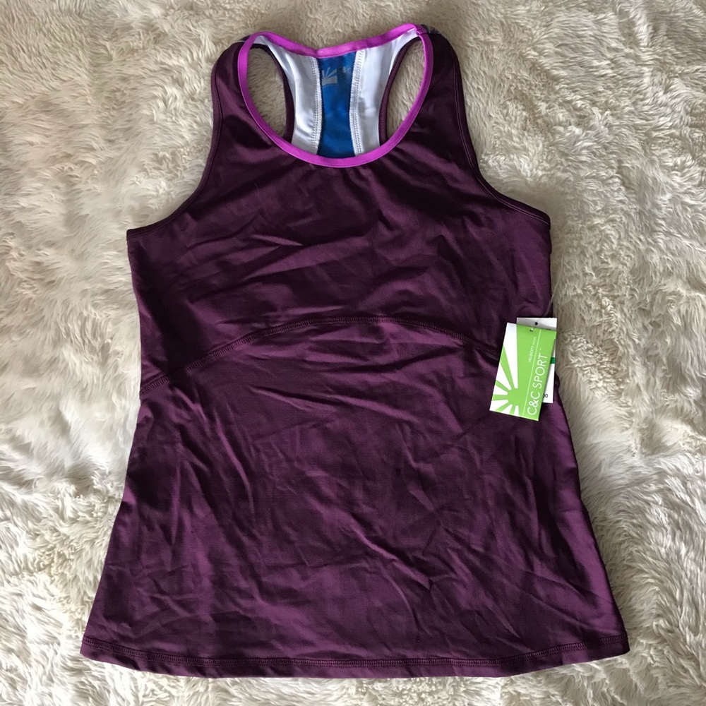 NWT C&C Sport purple racerback tank Large